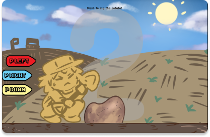 One of five mini-game from the project. It shows a character digging up a potato.