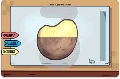 One of five mini-game from the project. It shows a potato being peeled.