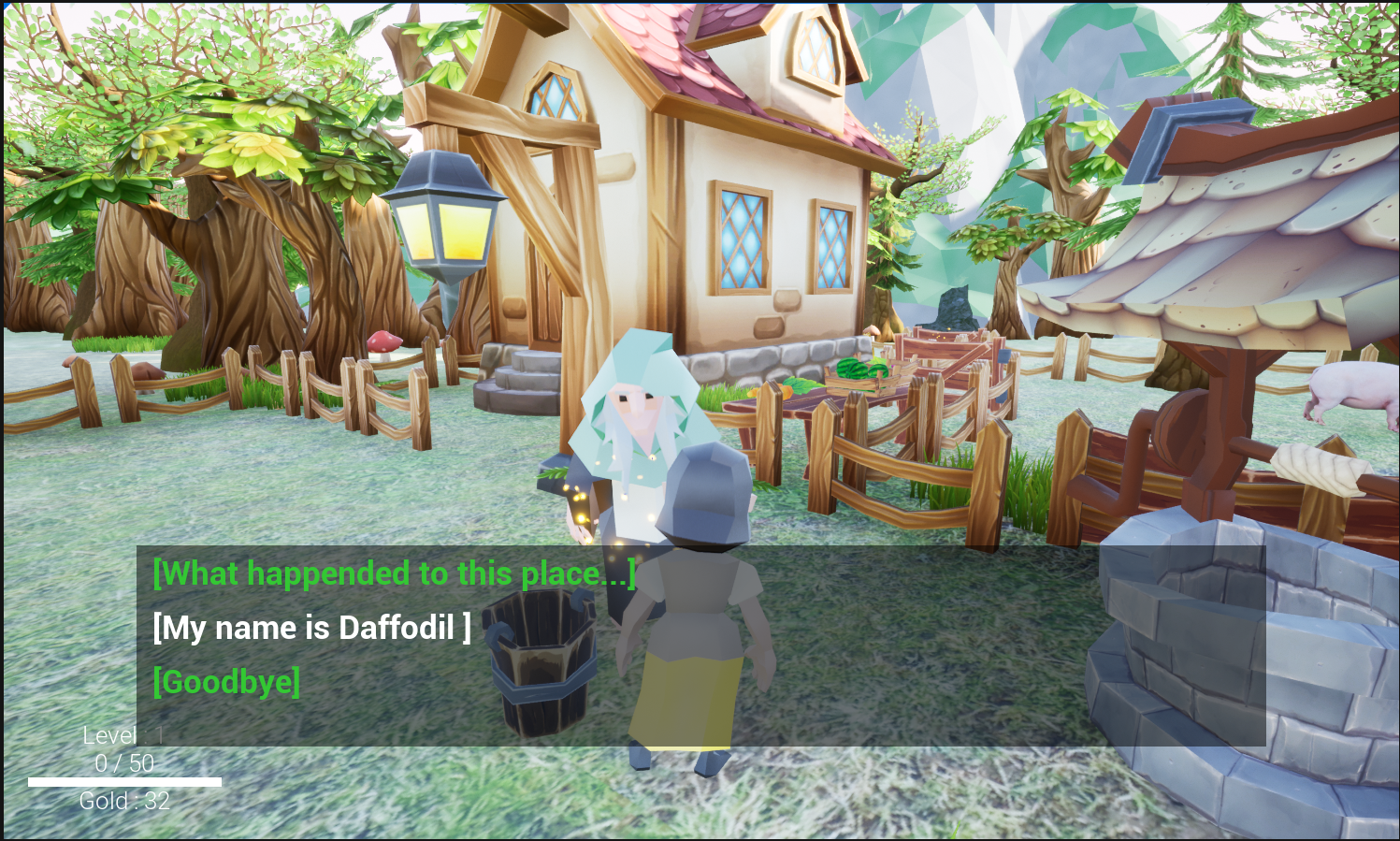 Shows the interaction of the player with an NPC.