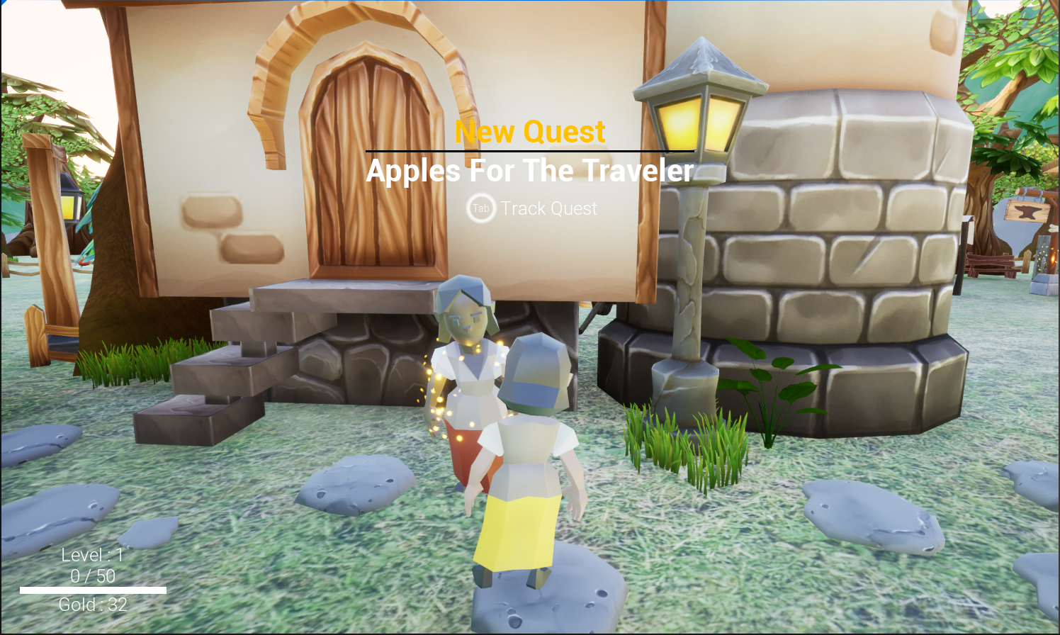 Shows the interaction of the player with a quest giver.